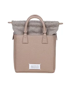 MAISON MARGIELA 5C TOTE VERTICAL BAG IN BEIGE LEATHER