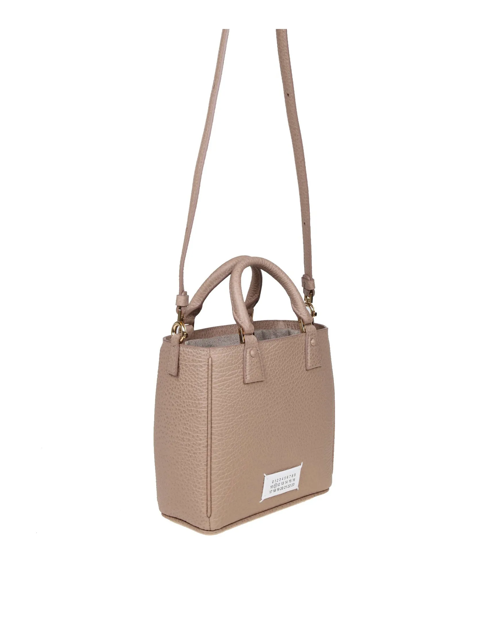 MAISON MARGIELA 5C TOTE VERTICAL BAG IN BEIGE LEATHER