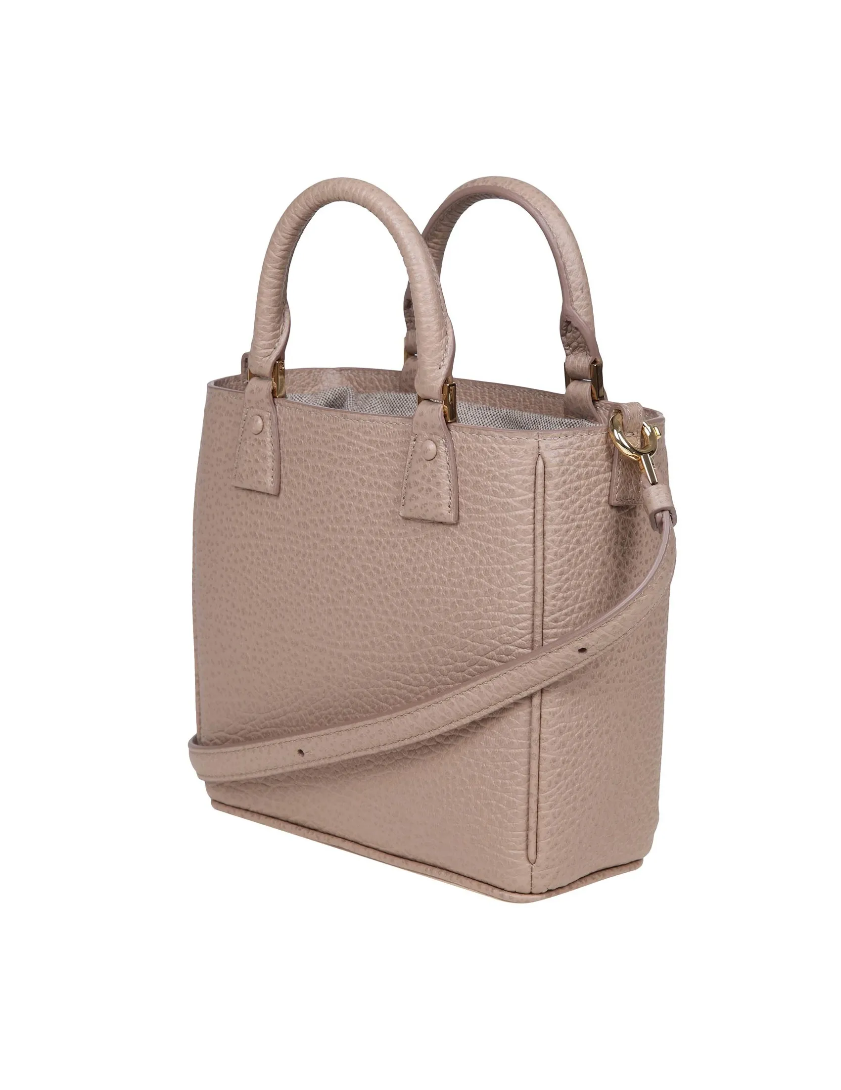 MAISON MARGIELA 5C TOTE VERTICAL BAG IN BEIGE LEATHER