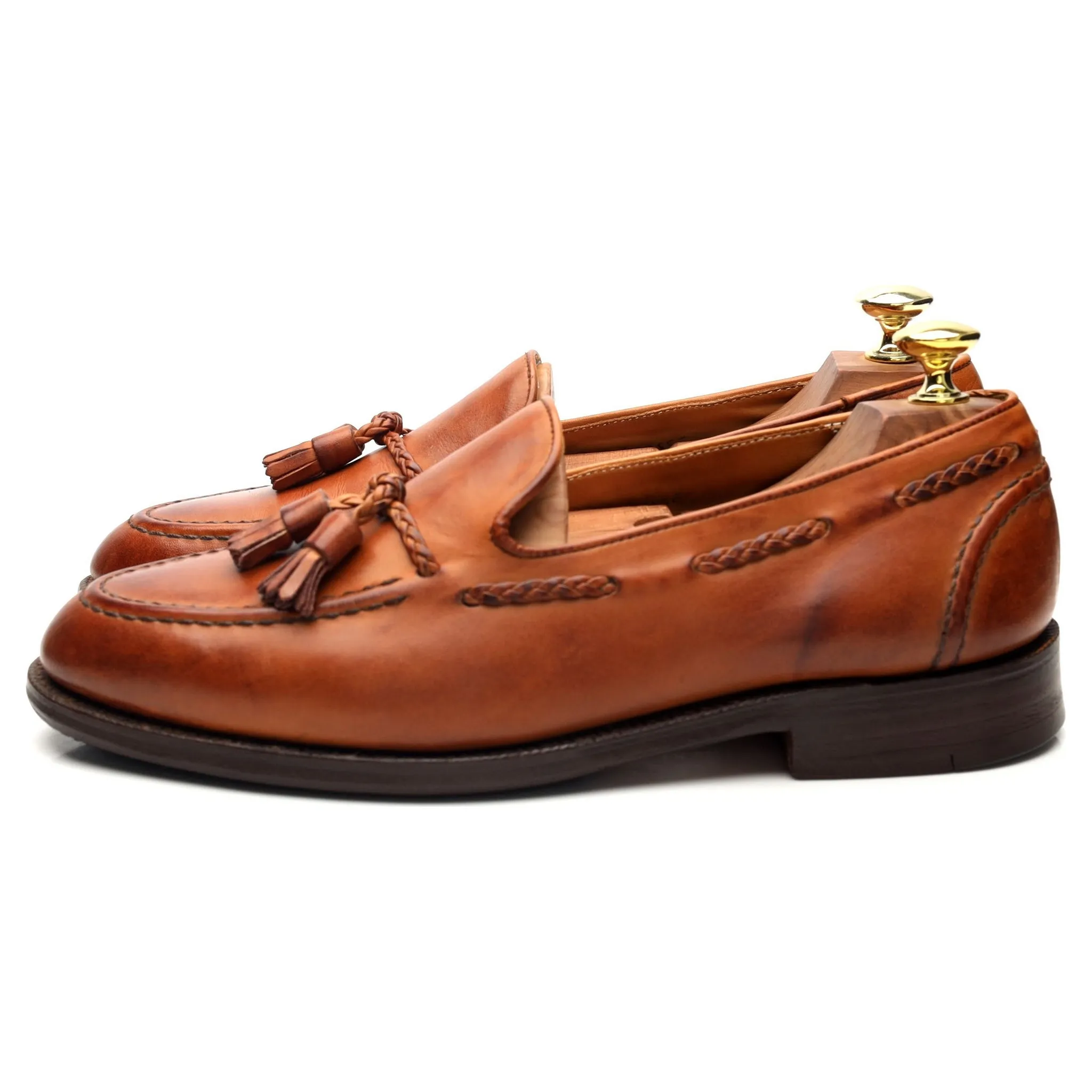 'Matisse' Tan Brown Leather Tassel Loafers UK 7 F