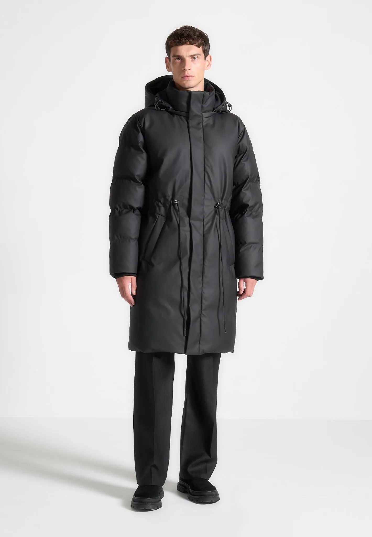 Matte Longline Puffer Coat - Black