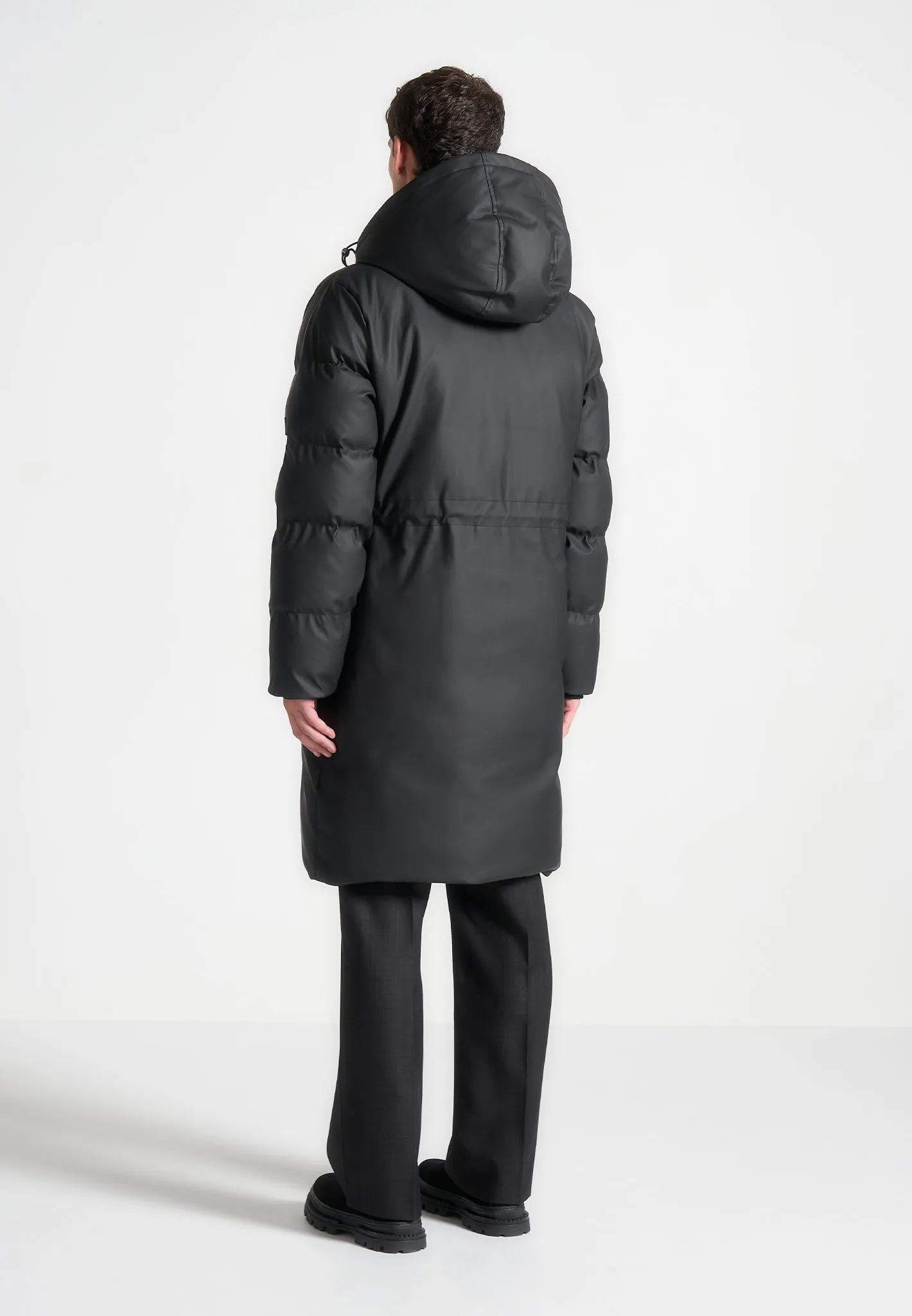 Matte Longline Puffer Coat - Black