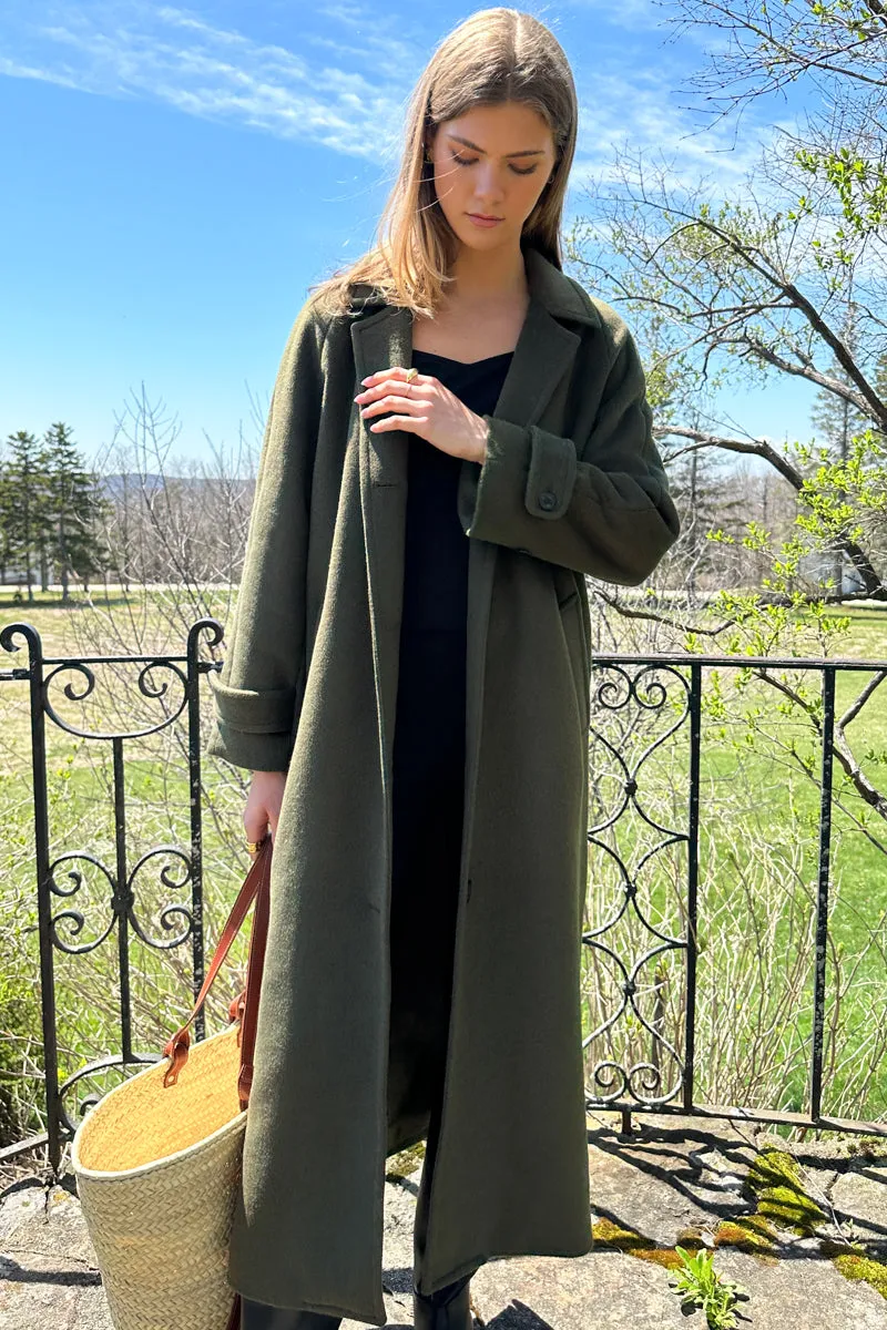 Maxi Overcoat - Army Wool