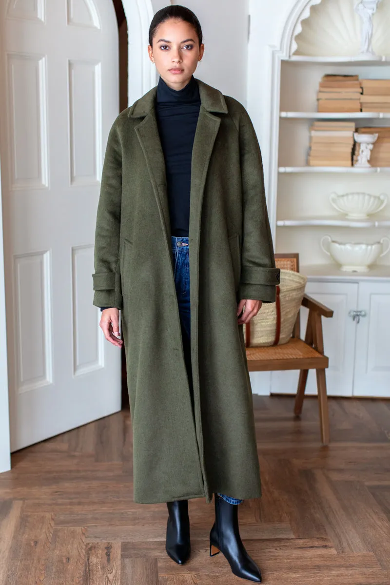 Maxi Overcoat - Army Wool