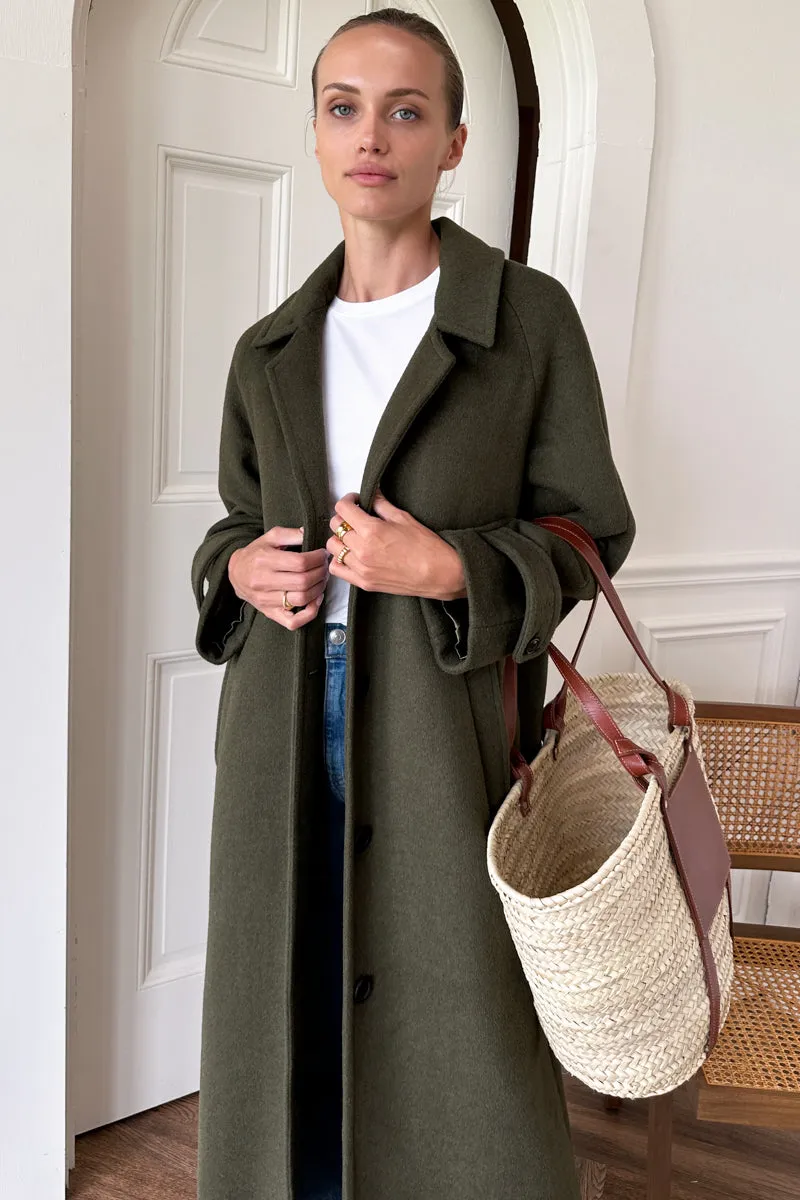 Maxi Overcoat - Army Wool