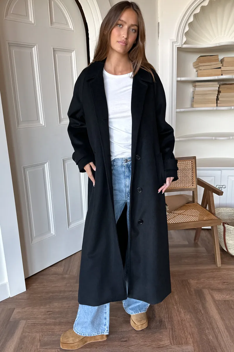 Maxi Overcoat - Black Wool