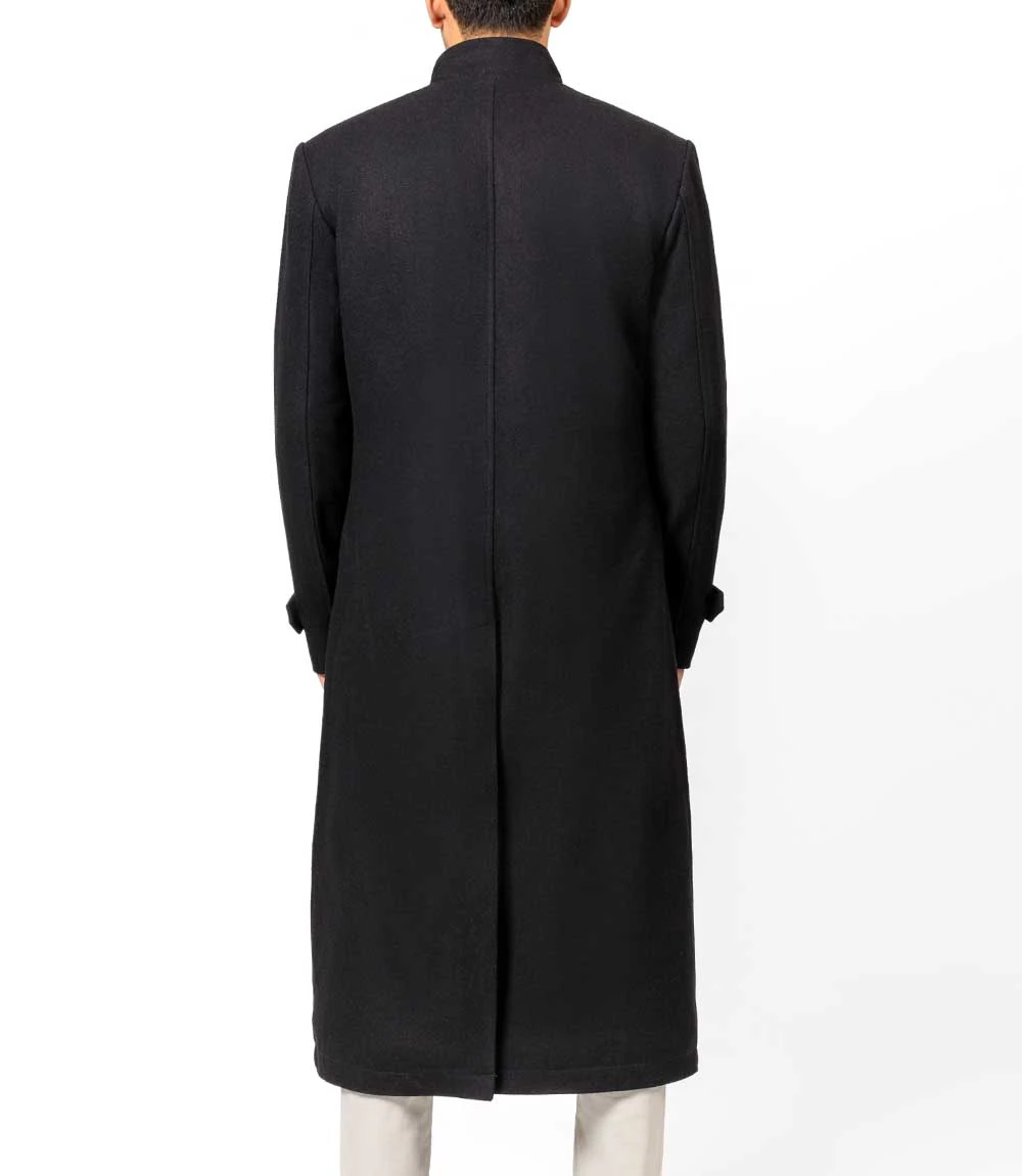 McGhee Men's Black Long Wool Overcoat