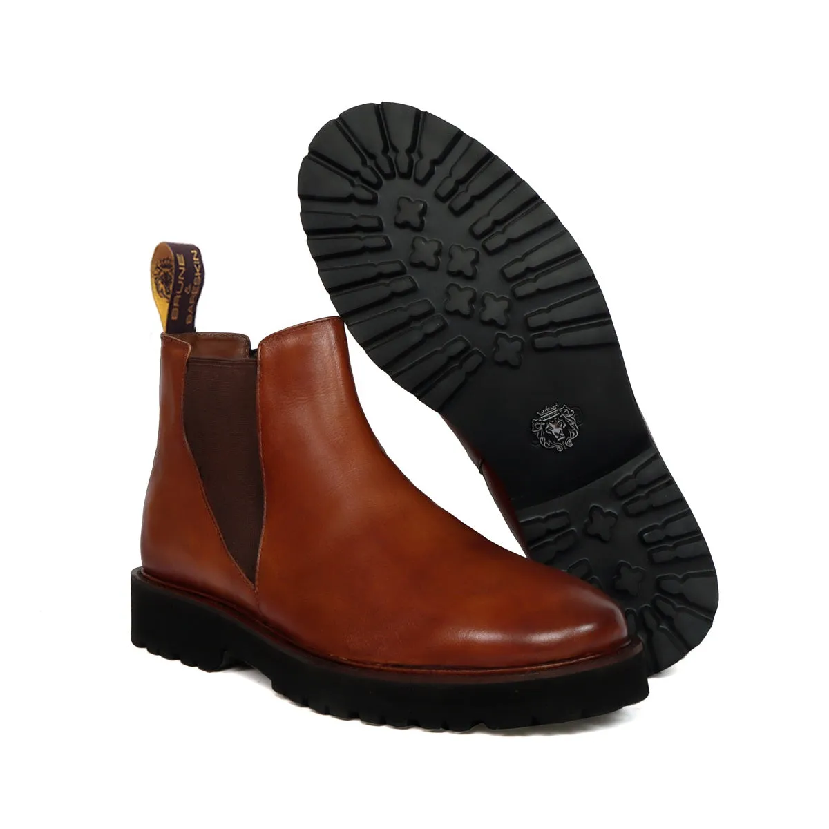 Men's Chelsea Leather Boots with Customized Chunky Sole