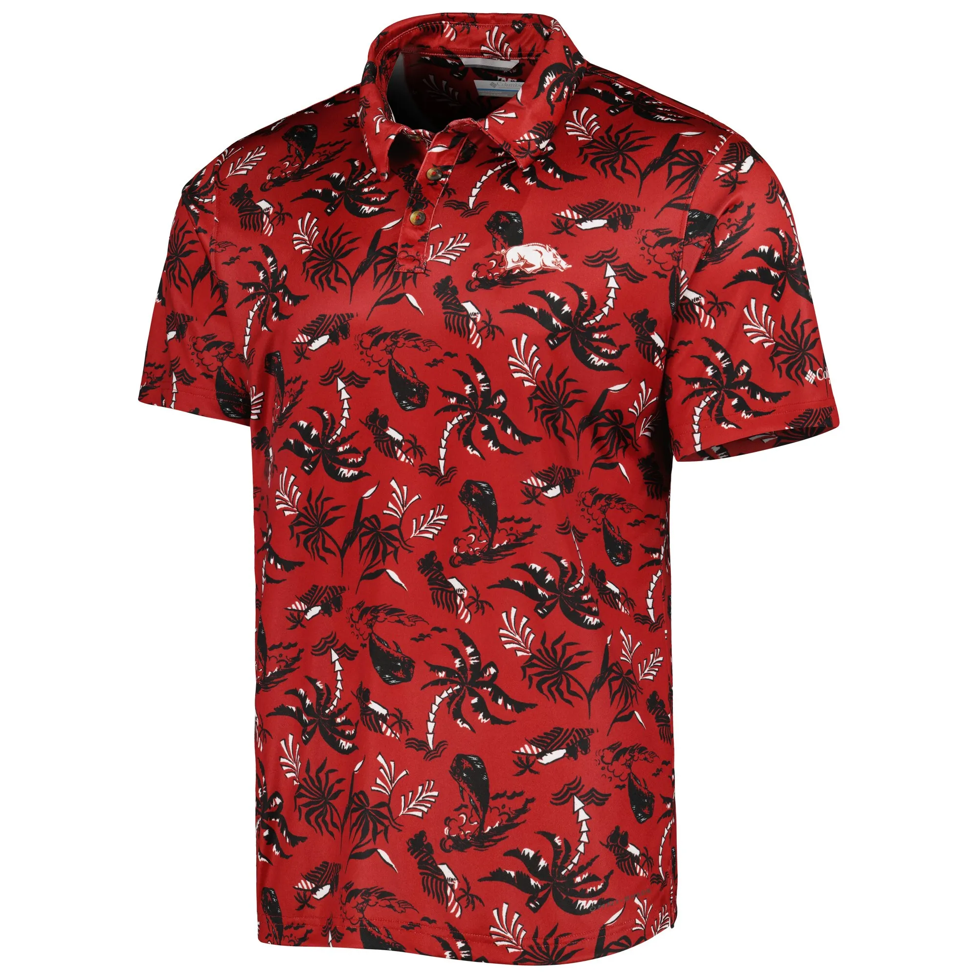 Men's Columbia Cardinal Arkansas Razorbacks Super Terminal Tackle Omni-Shade Polo