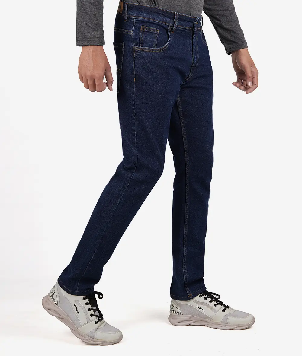 Mens Dark Blue Tapered Fit Denim Jeans