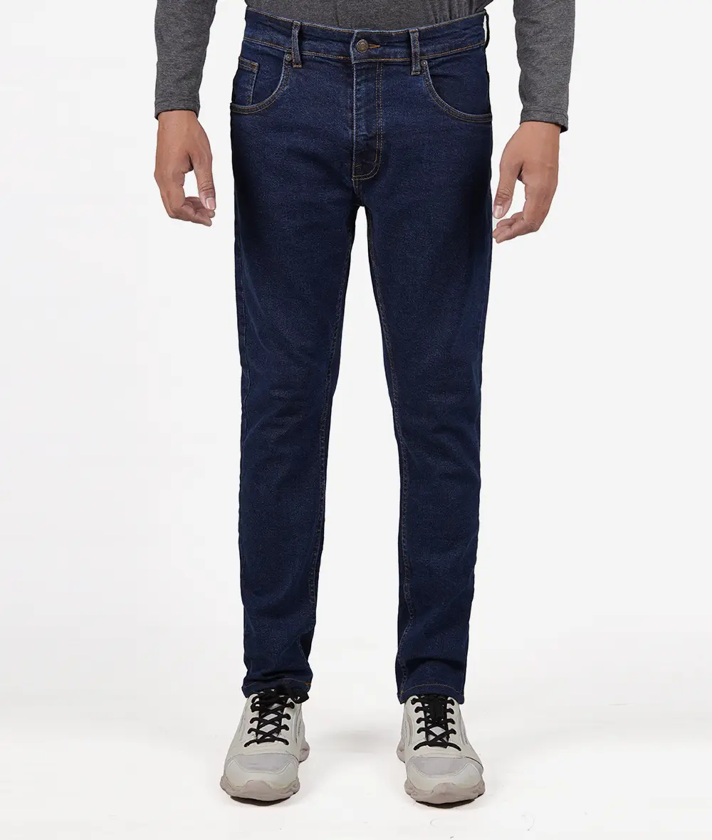 Mens Dark Blue Tapered Fit Denim Jeans