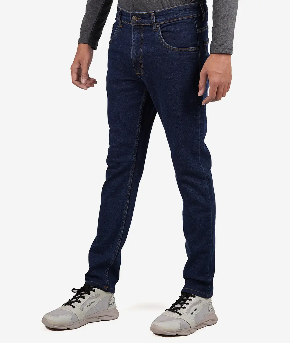 Mens Dark Blue Tapered Fit Denim Jeans