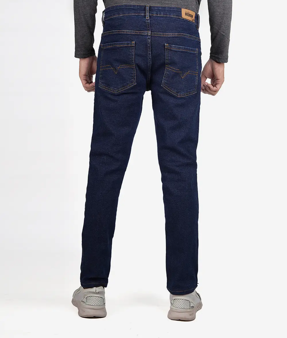 Mens Dark Blue Tapered Fit Denim Jeans