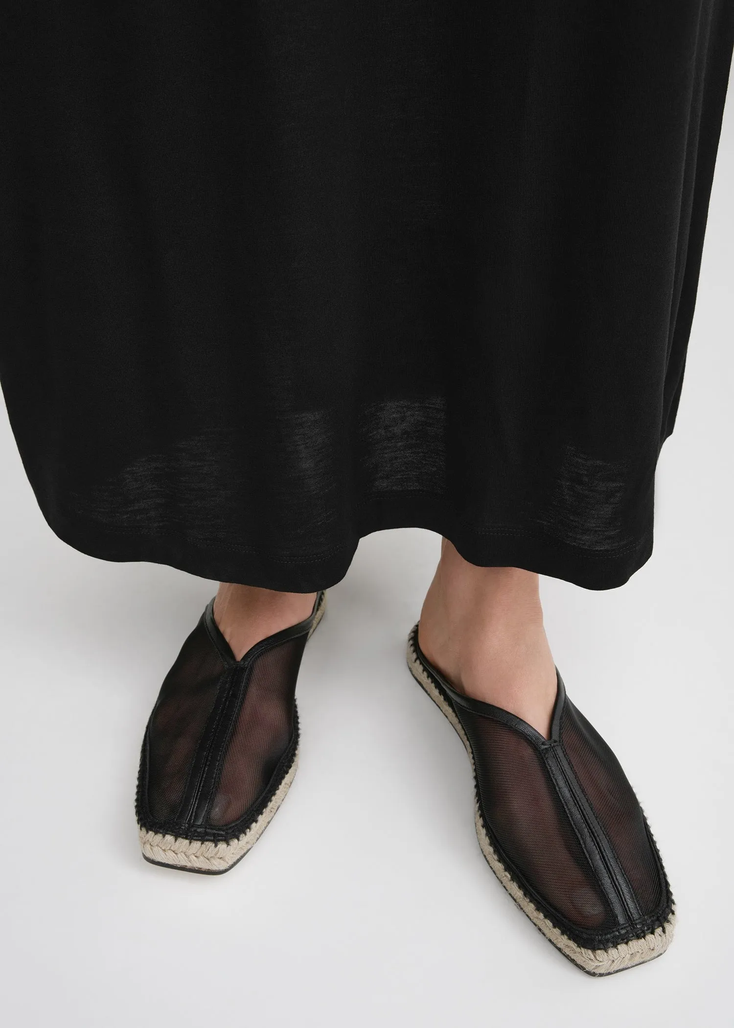 Mesh espadrille slippers black