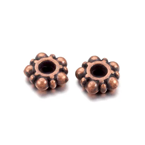 Metal Spacer Beads, Tibetan Style, Daisy Spacer Beads, Red Copper, Alloy, 5.8mm