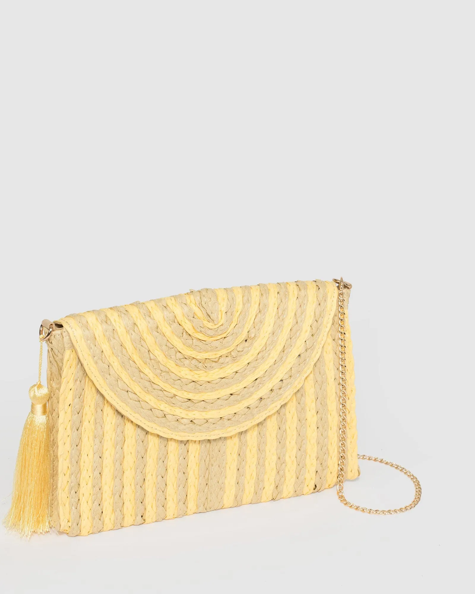 Natural Alessandria Tassel Clutch Bag