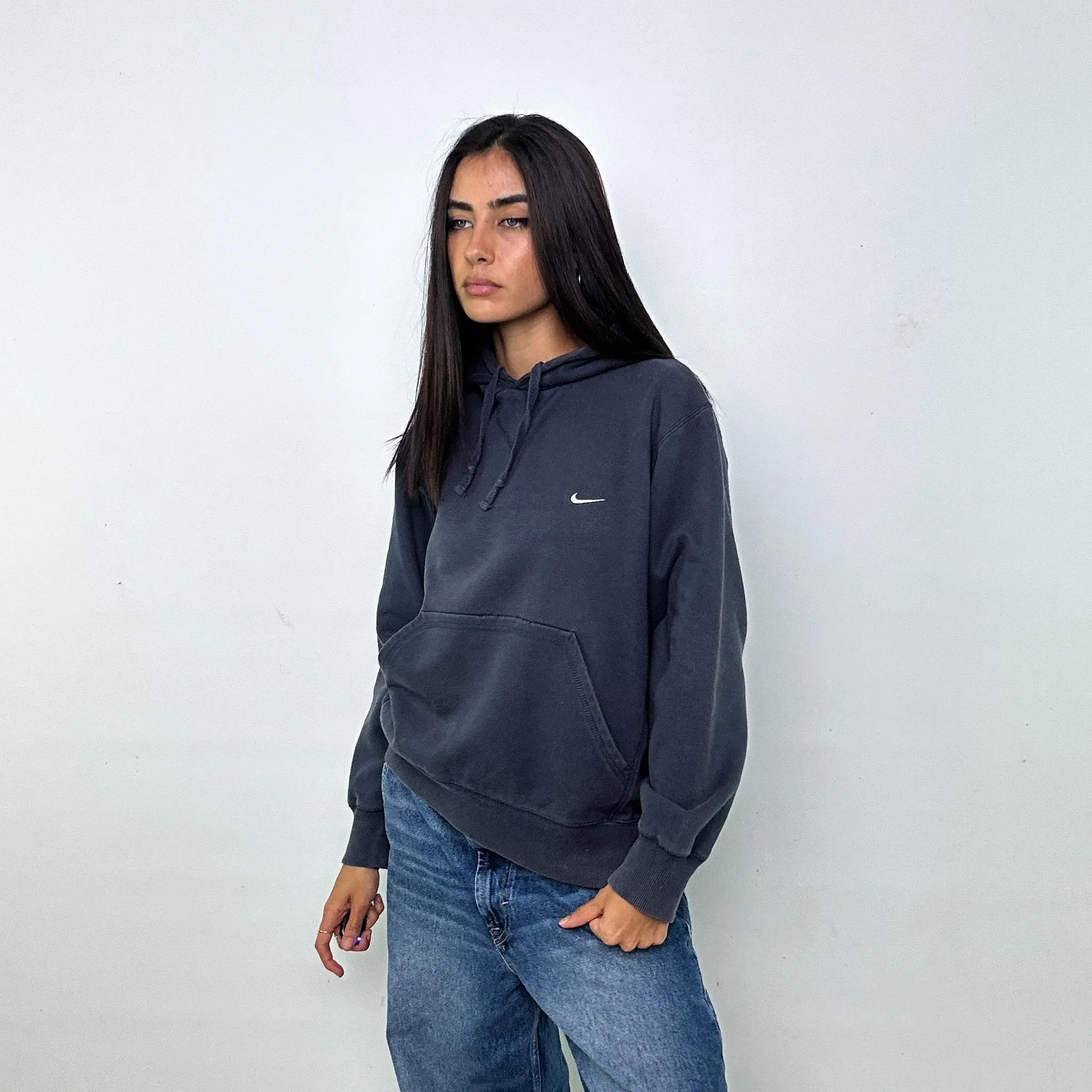 Navy Blue y2ks NIKE Hoodie Sweatshirt (M)