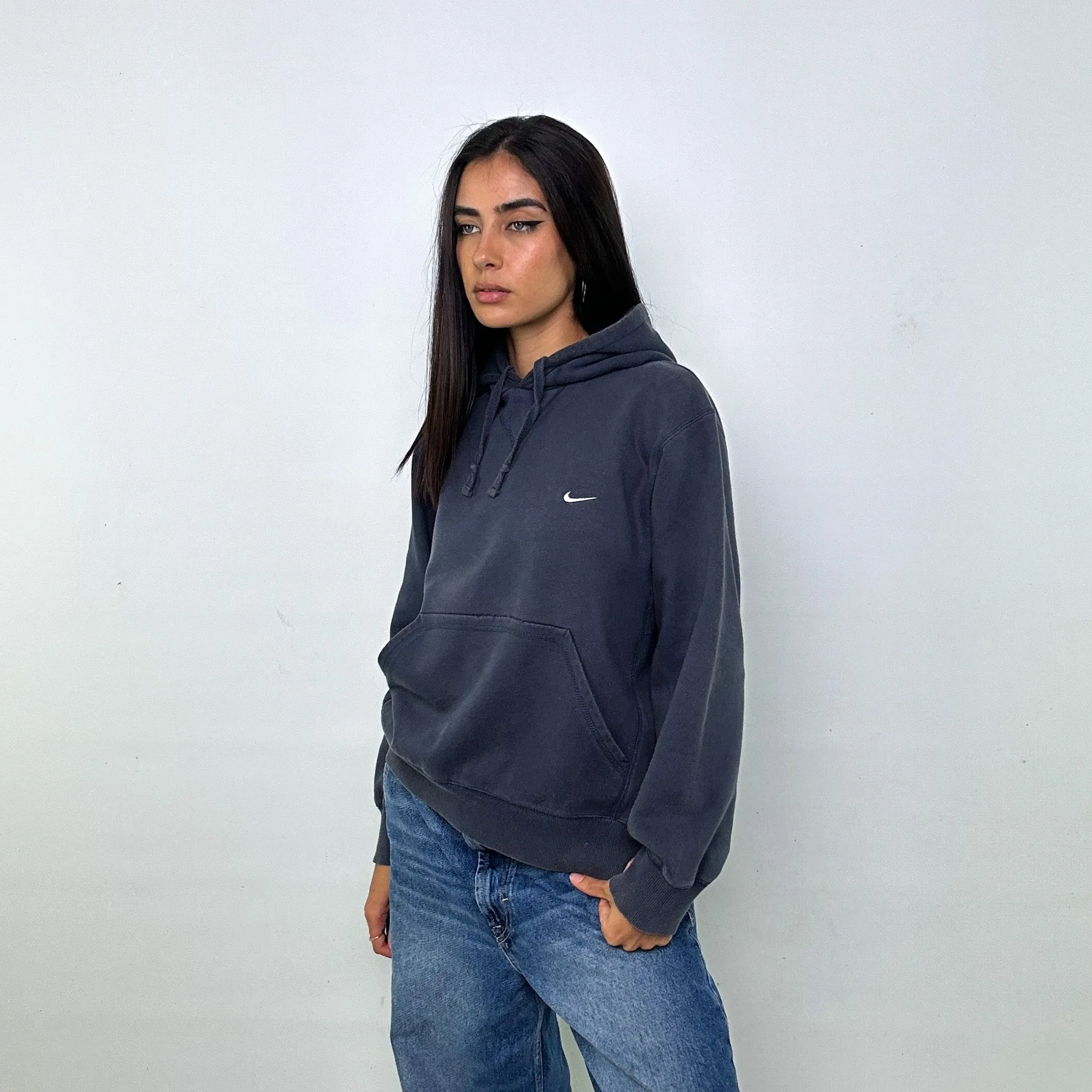 Navy Blue y2ks NIKE Hoodie Sweatshirt (M)