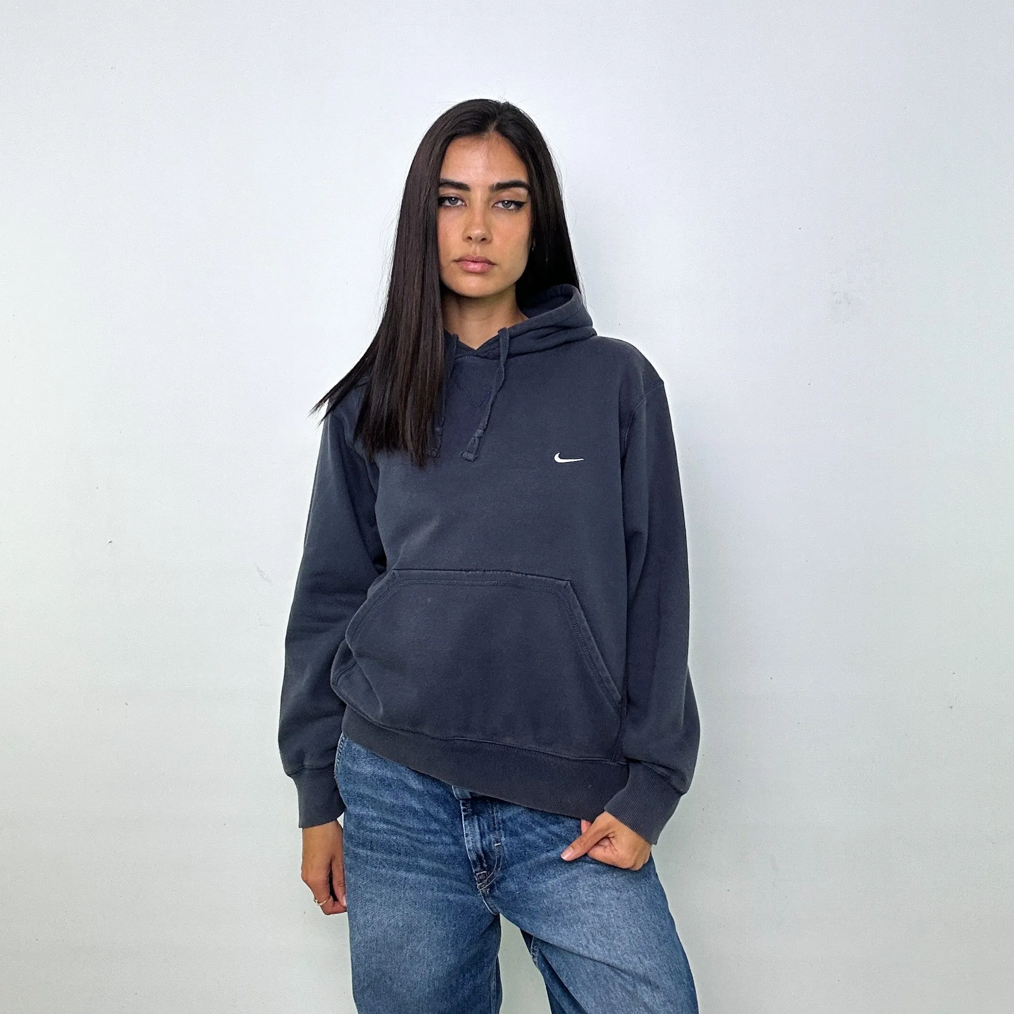 Navy Blue y2ks NIKE Hoodie Sweatshirt (M)