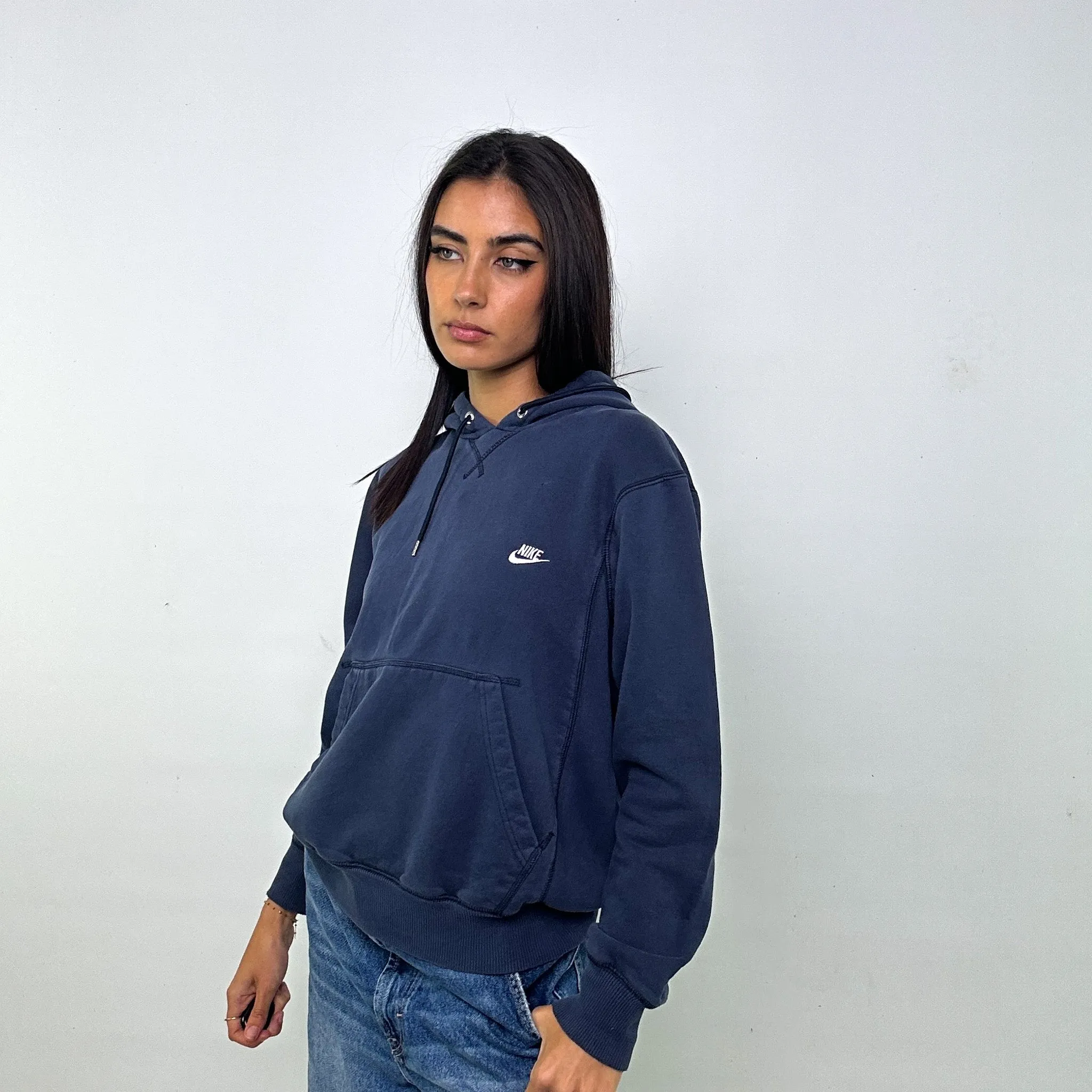 Navy Blue y2ks NIKE Hoodie Sweatshirt (XS)