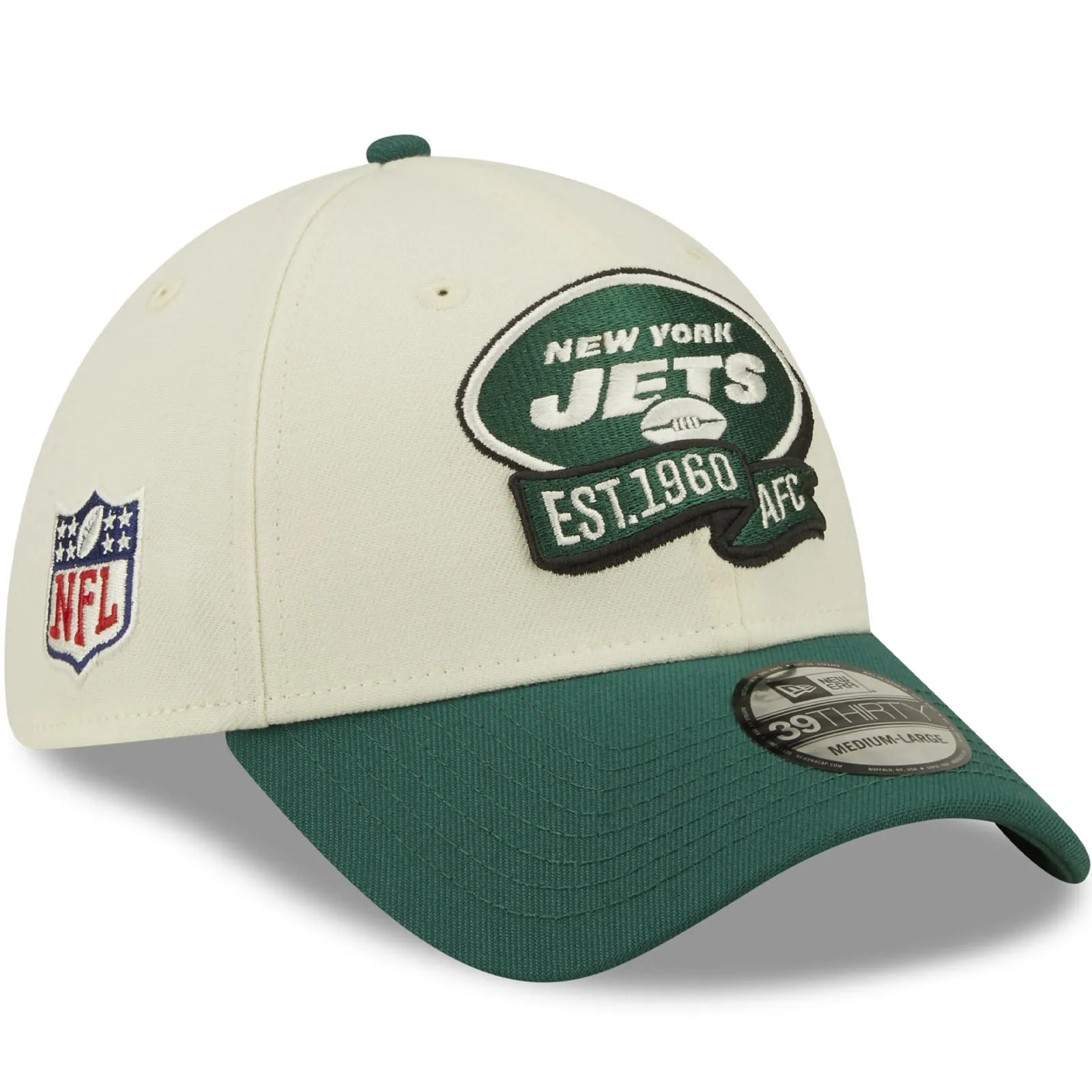 New Era New York Jets NFL 2022 Sideline 39THIRTY Baseball Cap - Cream