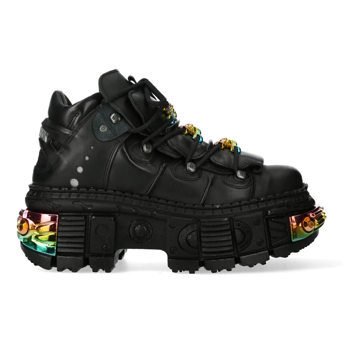 NEW ROCK -  WALL106-S23 Rainbow Metallic Chunky Platform Boots