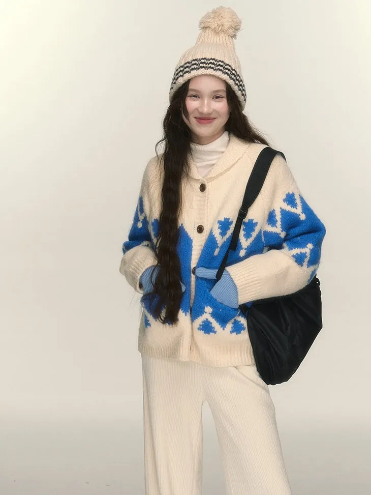Nordic Retro Mohair-Knit Cardigan