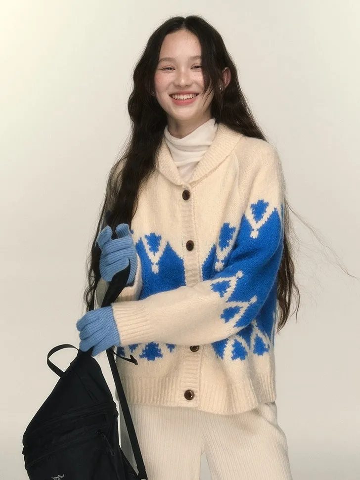 Nordic Retro Mohair-Knit Cardigan