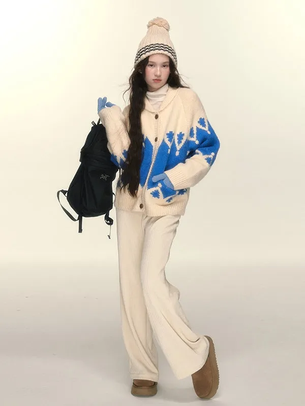Nordic Retro Mohair-Knit Cardigan