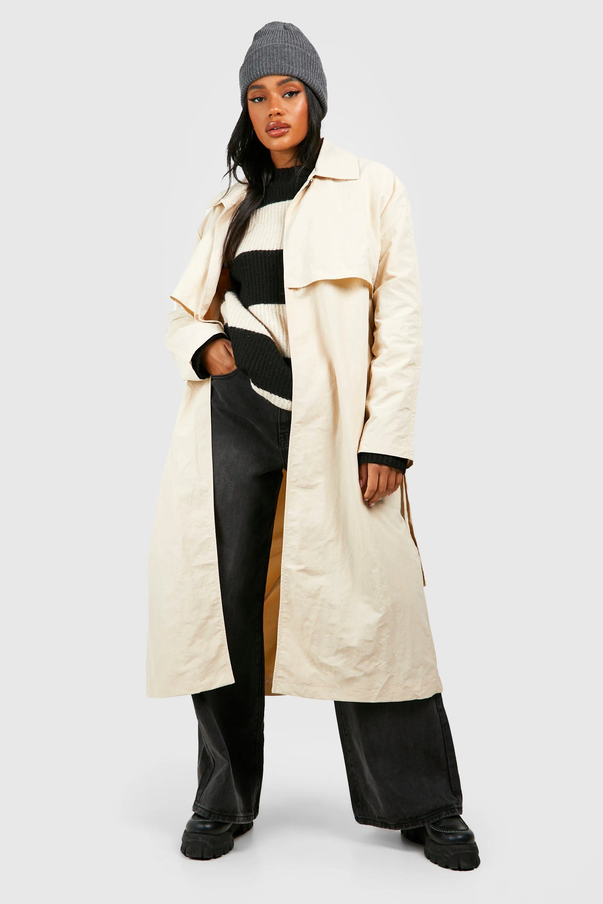 Nylon Shoulder Detail Trench Coat