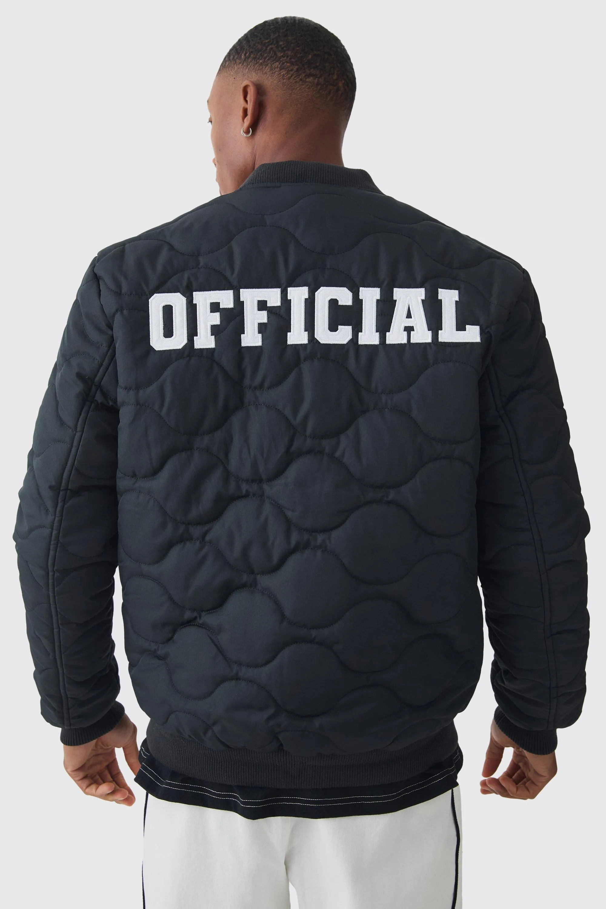 Official Quilted Bomber Jacket In Black