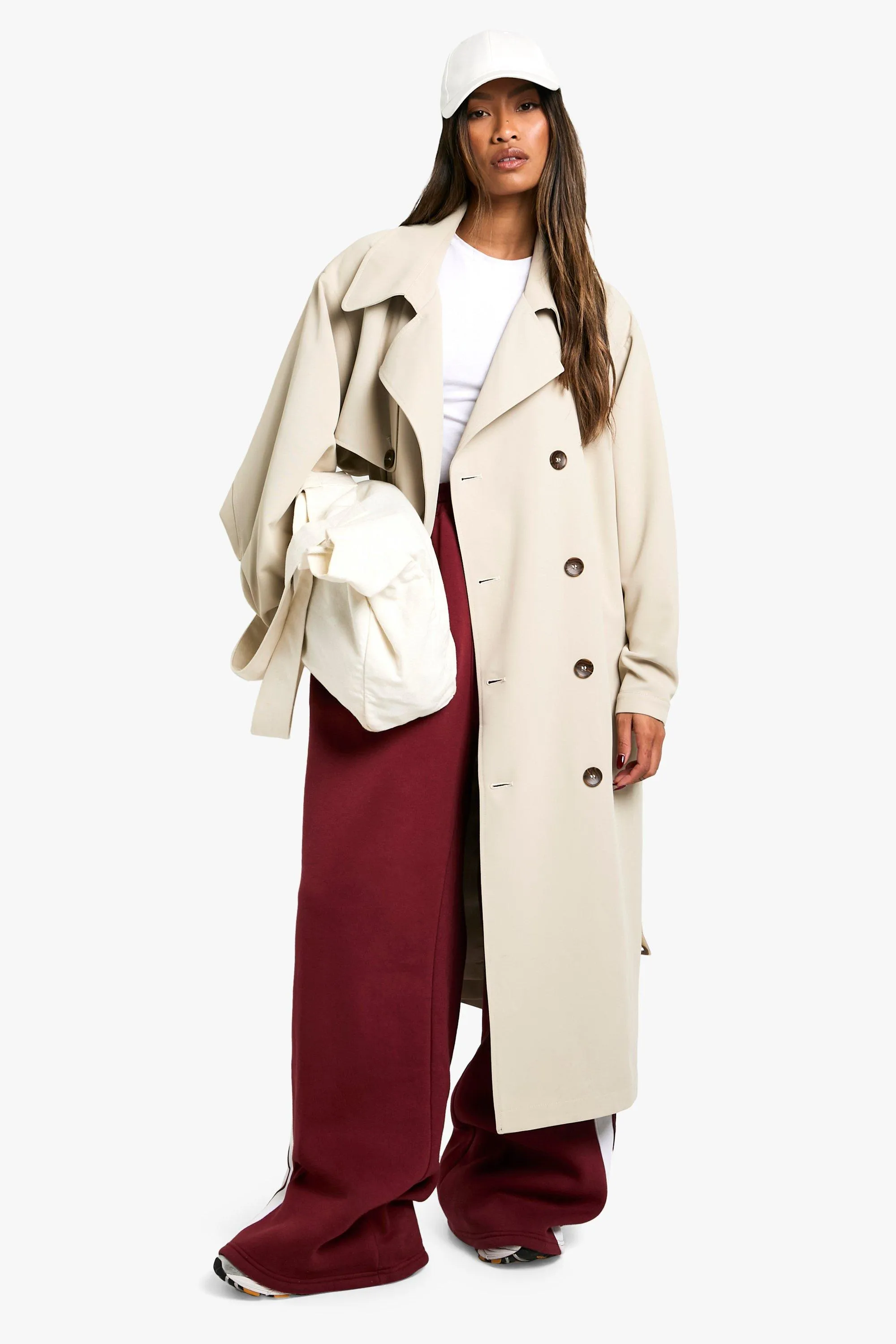 Oversized Raglan Sleeve Trench Coat