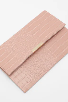 Pastel Croc Envelope Clutch