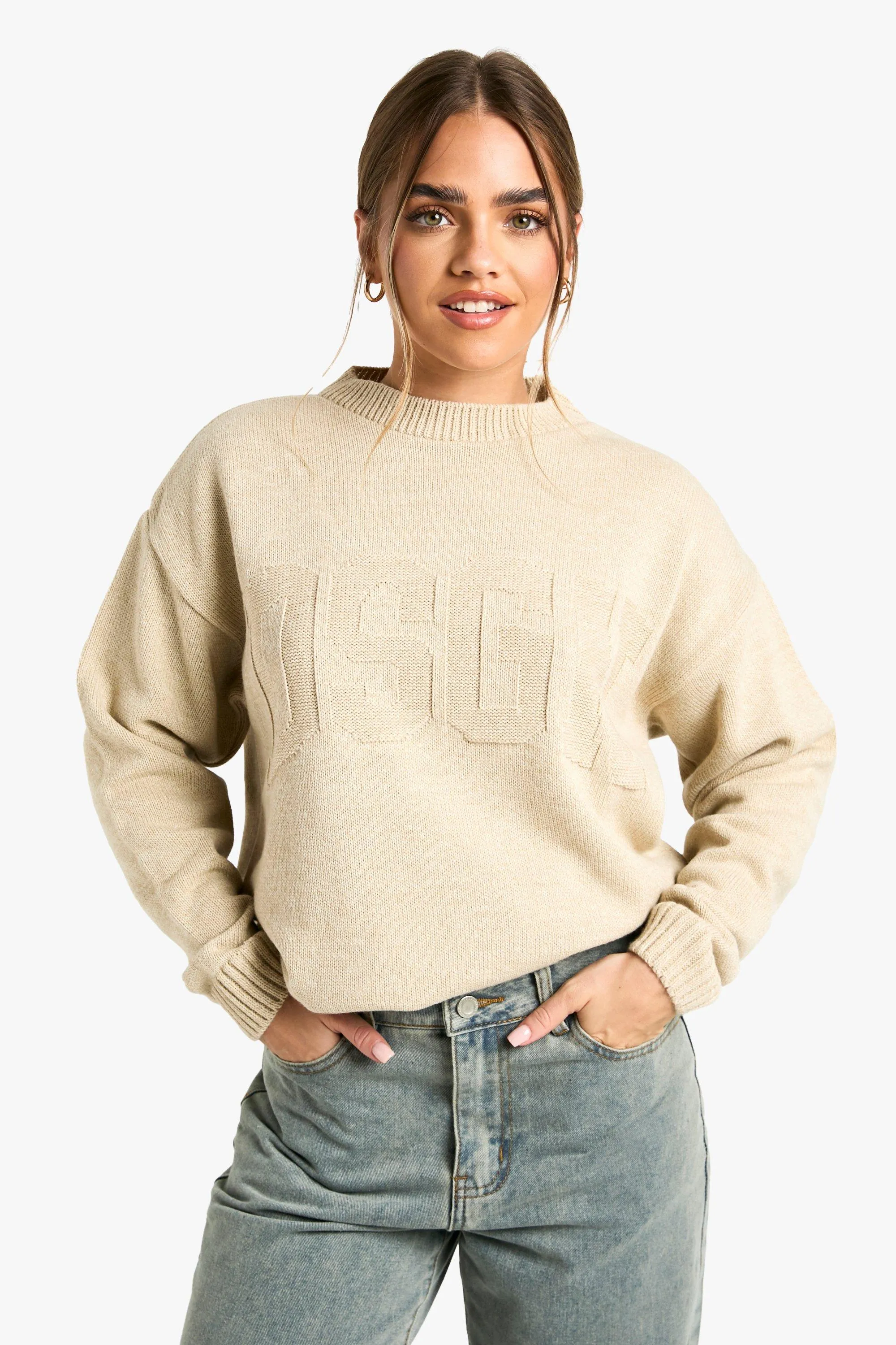 Petite Dsgn Knitted Marl Reverse Stitch Sweater