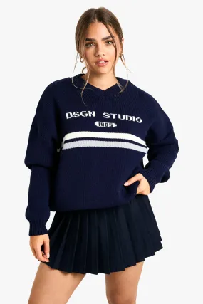 Petite Dsgn Studio V Neck Knitted Sweater