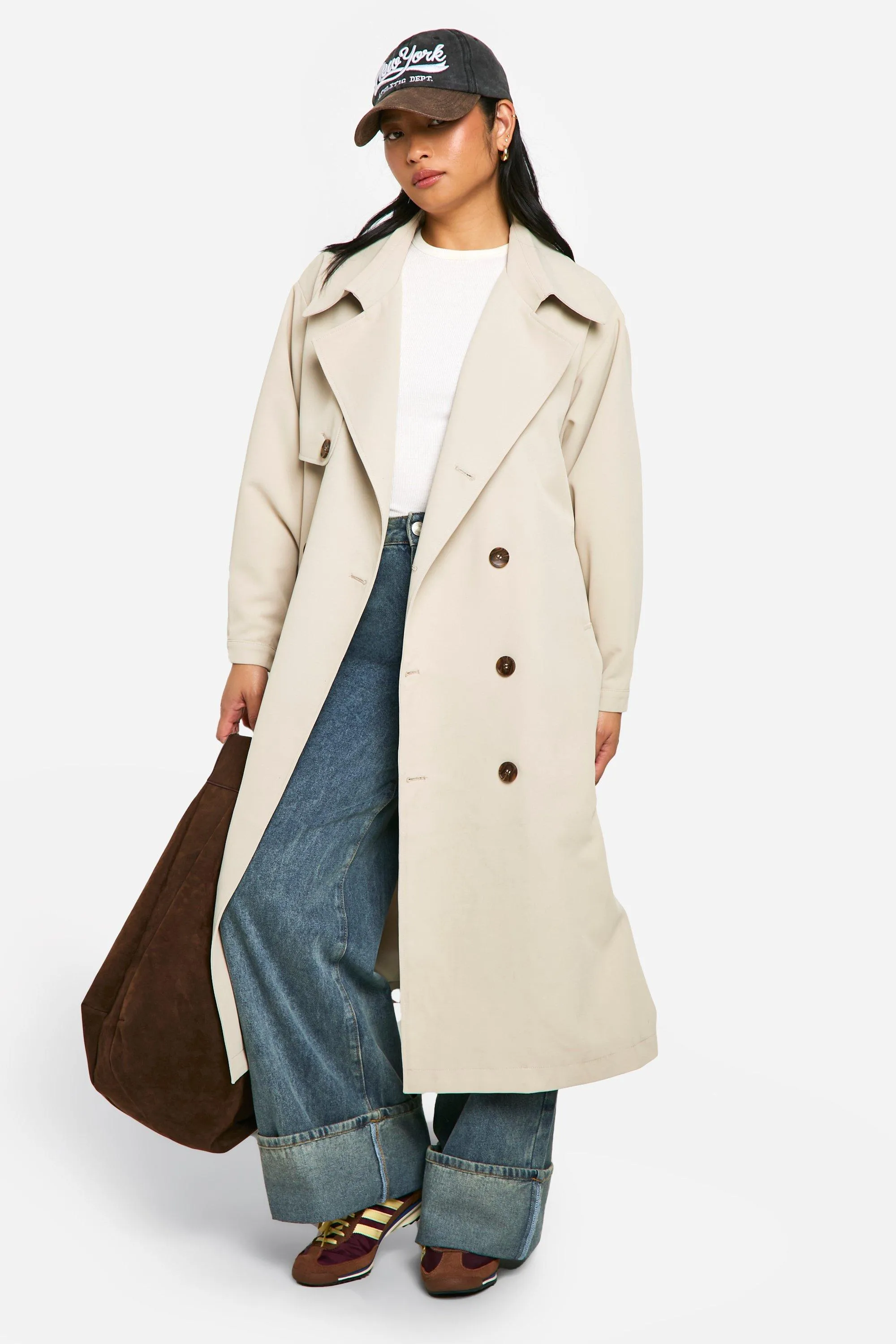 Petite Oversized Raglan Sleeve Trench Coat