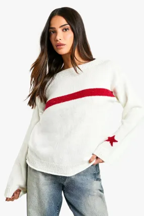 Petite Star And Stripe Knit Sweater