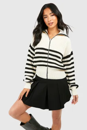 Petite Stripe Zip Through Cardigan