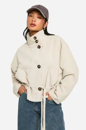 Petite Synched Waist Short Trench Coat