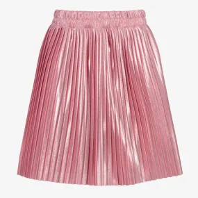 Pink Metallic Pleated Skirt