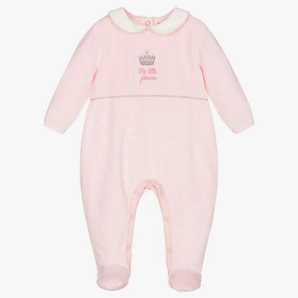 Pink Velour Babygrow