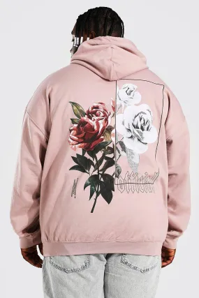 Plus Floral Front And Back Graphic Hoodie
