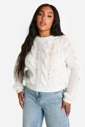 Plus Speckle Knitted Cropped Sweater