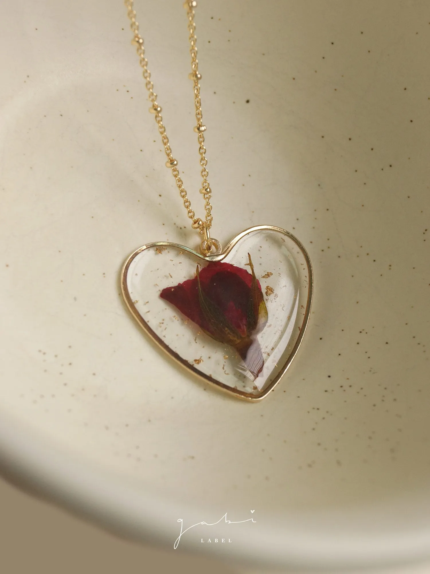 Preserved Flower Necklace - Red