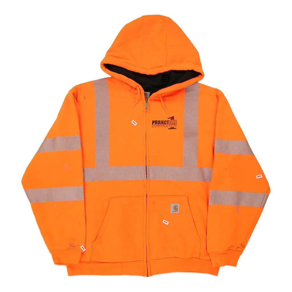 Project One Construction Carhartt Hoodie - Large Orange Cotton Blend