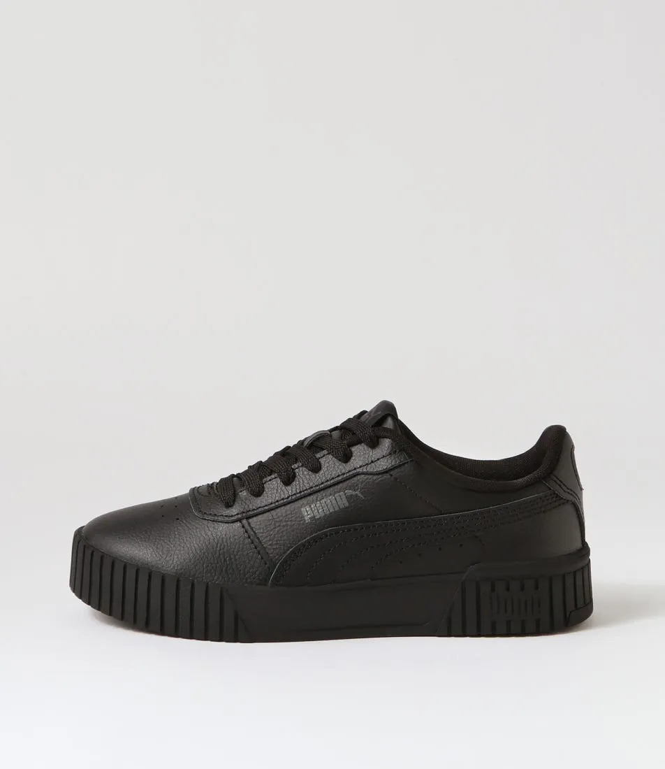 PUMA Carina 2 Black Dark Shadow Leather Sneakers