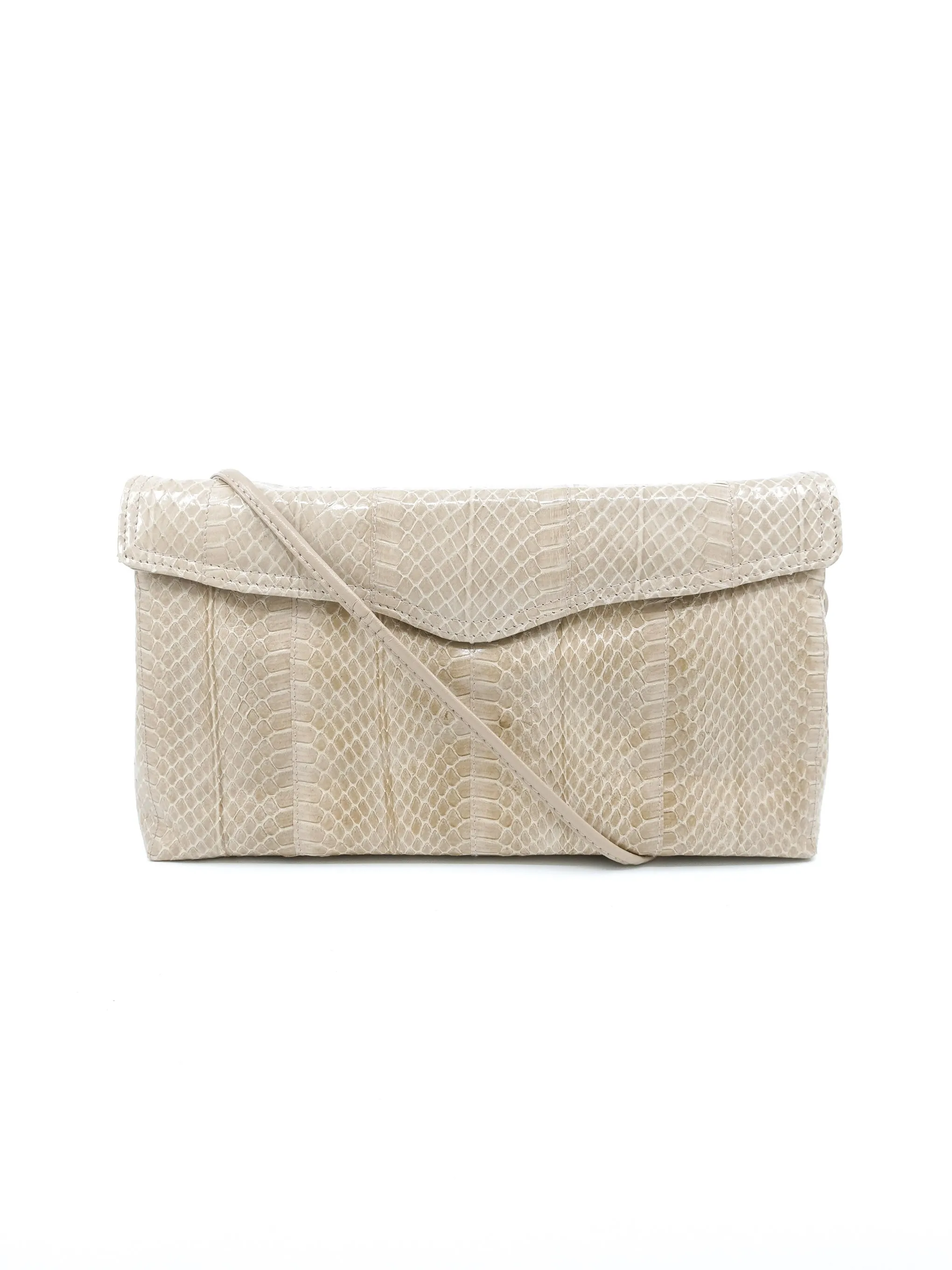Putty Snakeskin Convertible Clutch