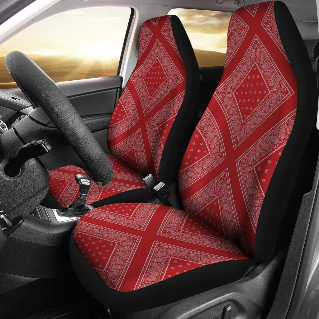 Red and Gray Red and Gray Bandana Car Cover Seats Diamond