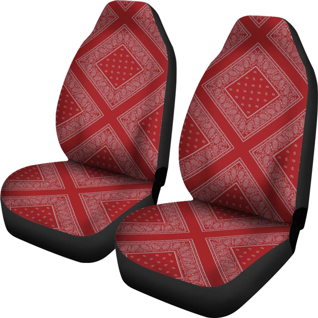 Red and Gray Red and Gray Bandana Car Cover Seats Diamond