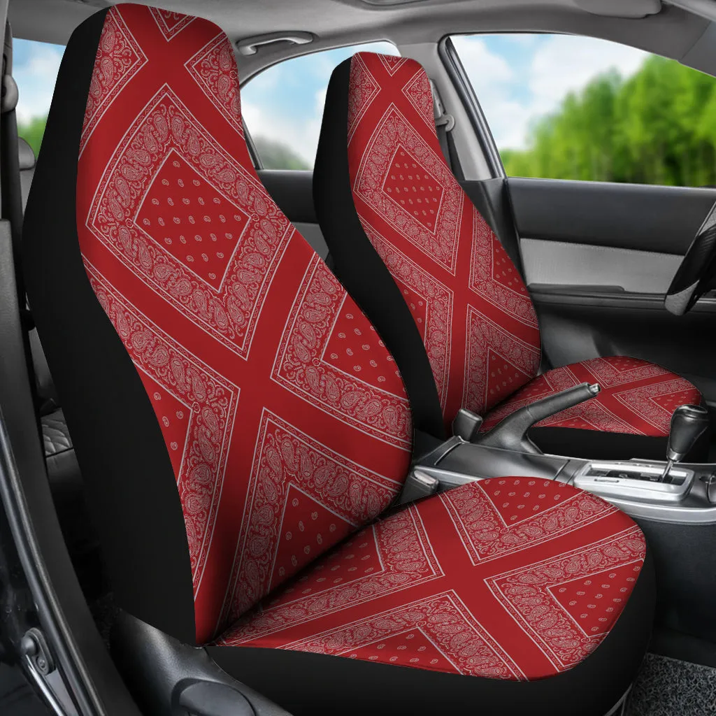 Red and Gray Red and Gray Bandana Car Cover Seats Diamond